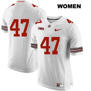 Women's NCAA Ohio State Buckeyes Justin Hilliard #47 College Stitched No Name Authentic Nike White Football Jersey SU20F15WW